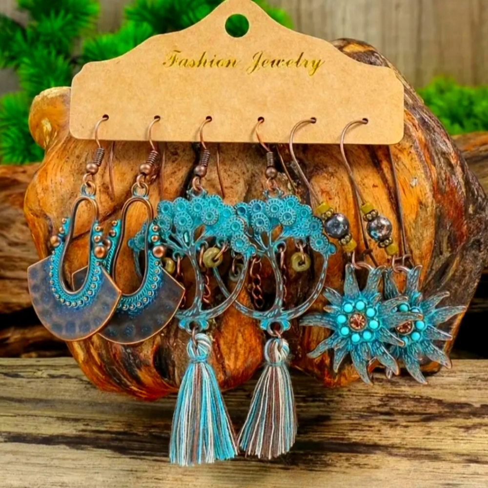 Set of 3 Bronze set of Earrings